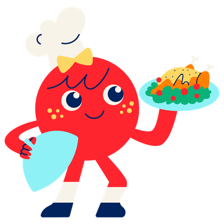Sirviendo comida en el plato  Ilustración