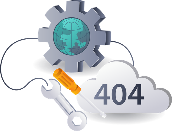 El sistema enfrenta un error 404  Illustration