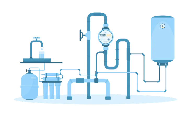Sistema de abastecimento de água doméstico  Ilustração
