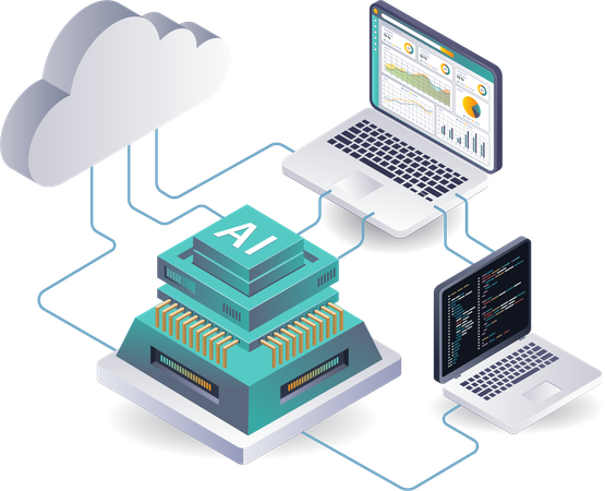 Sistema de análisis de datos para servidores mediante inteligencia artificial.  Ilustración