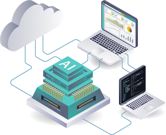 Sistema de análisis de datos para servidores mediante inteligencia artificial.  Ilustración