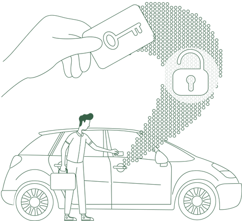 Sistema de bloqueio de carro sem chave  Ilustração