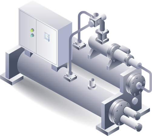 Sistema de construção de máquinas resfriadas a água  Ilustração