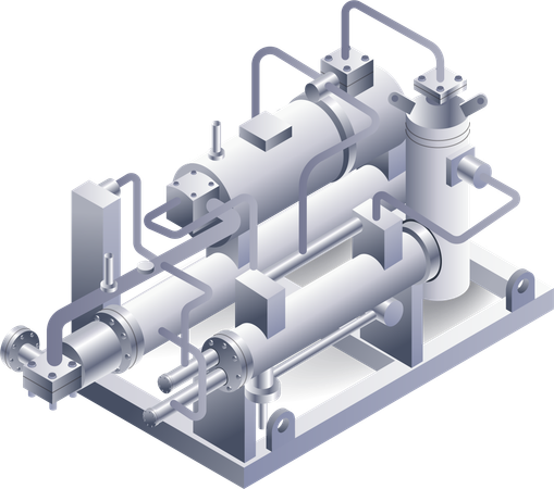 Sistema de construcción de máquinas refrigeradas por agua.  Ilustración
