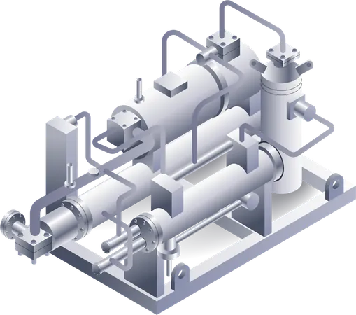 Sistema de construcción de máquinas refrigeradas por agua.  Ilustración