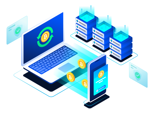 Sistema de conversión digital de criptomonedas  Ilustración