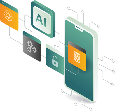 Sistema de inteligencia artificial para teléfonos inteligentes  Ilustración