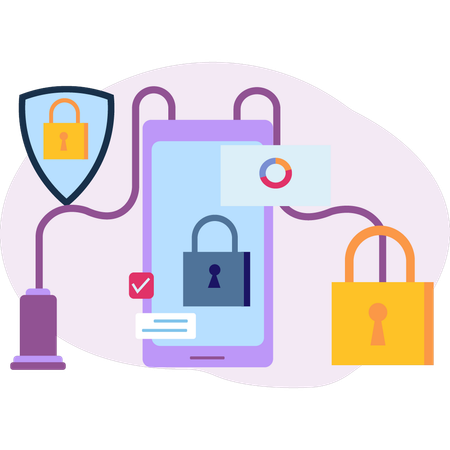 Sistema de proteção de bloqueio do celular  Ilustração