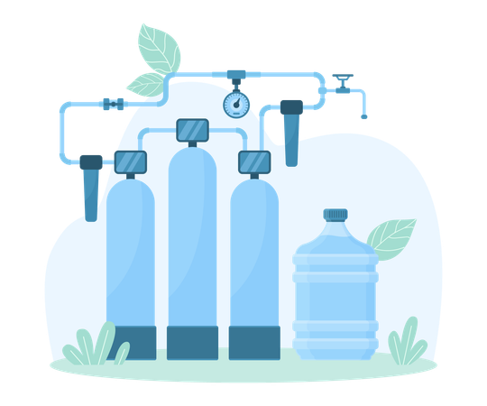 Sistema de purificación para producción de agua limpia  Ilustración