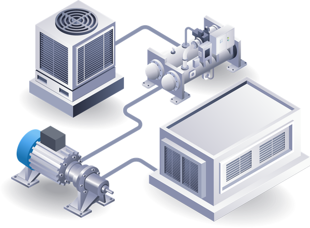 Sistema de ventilador de rede HVAC  Ilustração