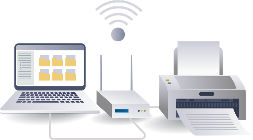 Sistema de Tathering para impressão de redes de computadores  Ilustração