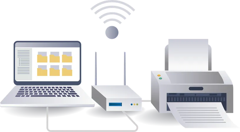 Sistema de Tathering para impressão de redes de computadores  Ilustração