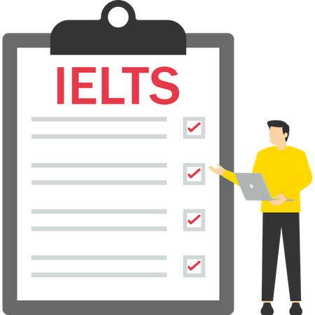 Sistema internacional de teste de língua inglesa IELTS  Ilustração