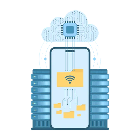 Sistema en la nube para sincronización de datos digitales  Ilustración