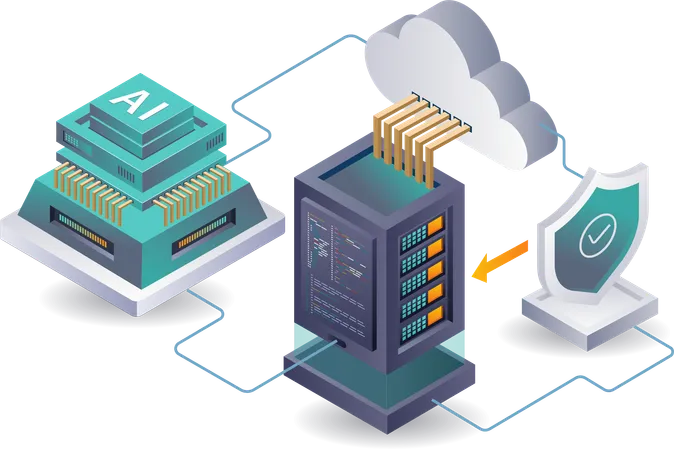 Sistema de análisis de seguridad de datos de servidores en la nube mediante inteligencia artificial  Ilustración