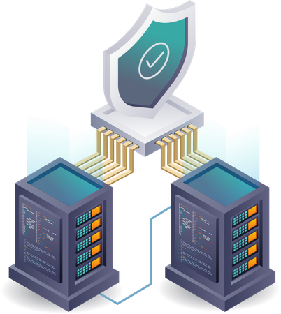 Sistema de verificación de seguridad de servidores de Big Data  Illustration