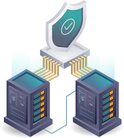 Sistema de verificación de seguridad de servidores de Big Data  Illustration