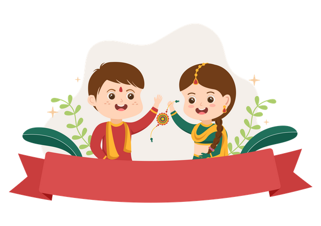 Sister Tying Rakhi on Raksha Bandhan  Illustration