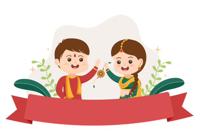 Sister Tying Rakhi on Raksha Bandhan  Illustration