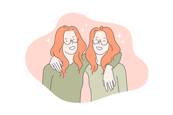 Sisters are spending time with each other  Illustration