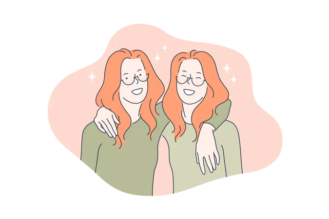 Sisters are spending time with each other  Illustration