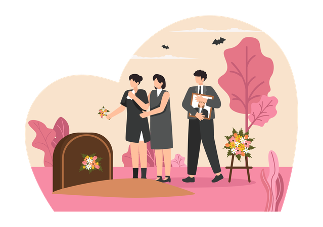 Sisters cries on the death of their mother  Illustration