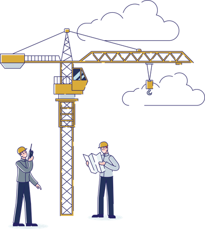 Site engineer coordinating at construction site  Illustration