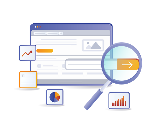 Optimisation de la stratégie marketing d'analyse SEO de sites Web  Illustration