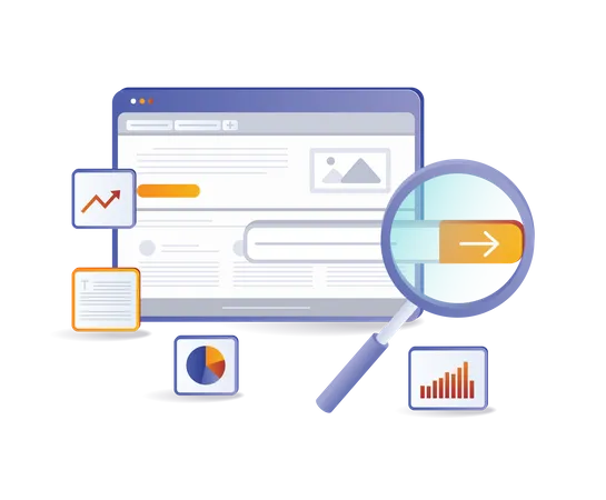 Optimisation de la stratégie marketing d'analyse SEO de sites Web  Illustration