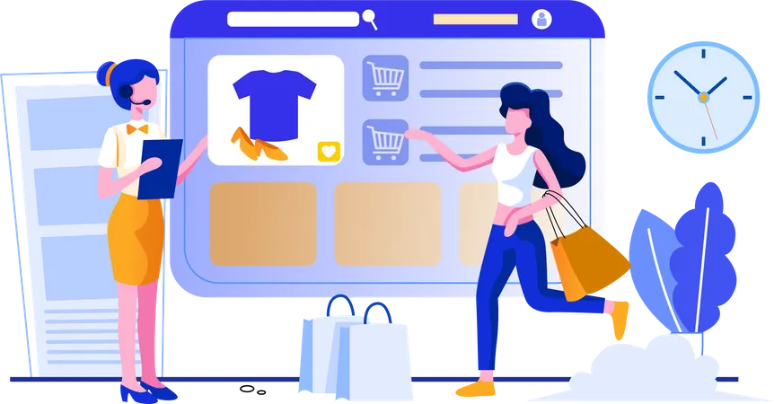 Sitio web de compras de comercio electrónico  Ilustración