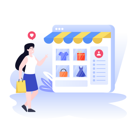 Sitio web de compras de comercio electrónico  Ilustración