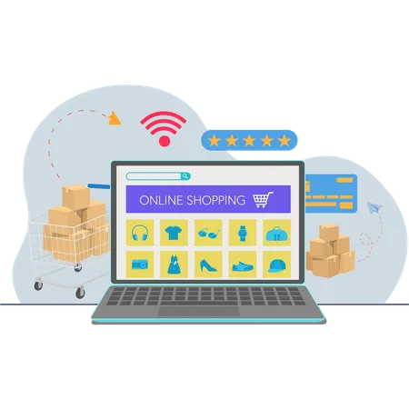 Sitio web de compras en línea  Ilustración