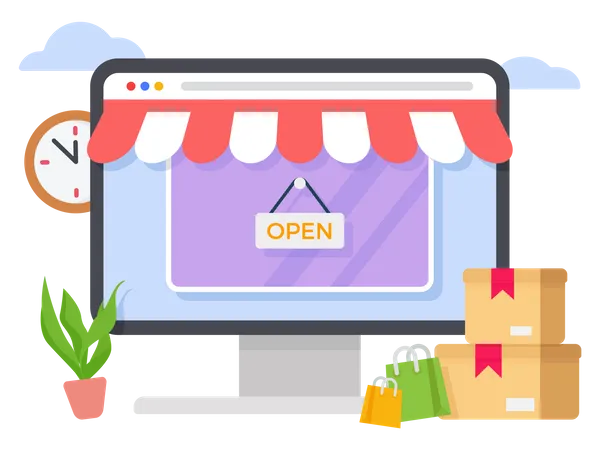 Sitio web de compras en línea  Ilustración