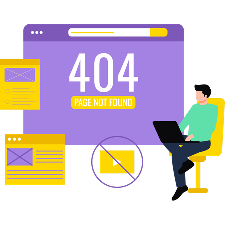 El sitio web tiene un error 404  Illustration