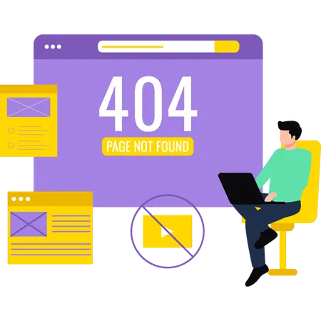 El sitio web tiene un error 404  Illustration