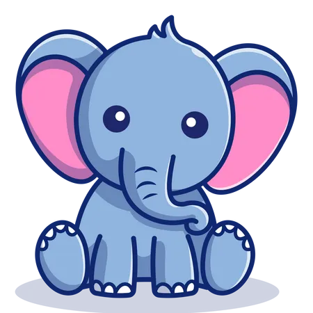 Sitting baby elephant Illustration