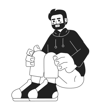 Sitting caucasian bearded man  Illustration