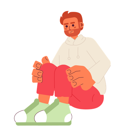 Sitting caucasian bearded man  Illustration