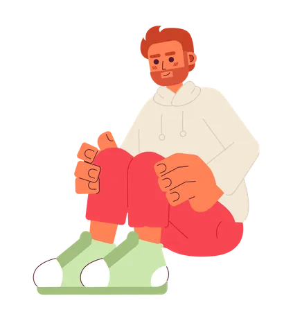 Sitting caucasian bearded man  Illustration