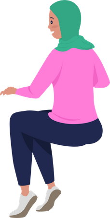 Sitting happy woman  Illustration