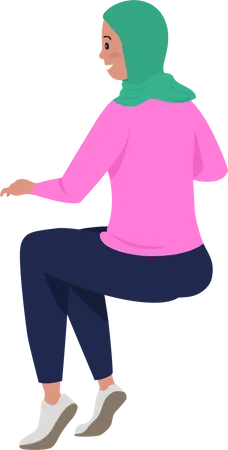 Sitting happy woman  Illustration