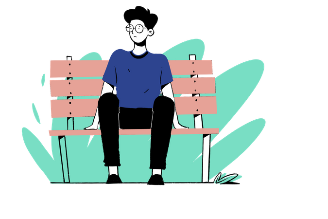 Sitting on Bench  Illustration