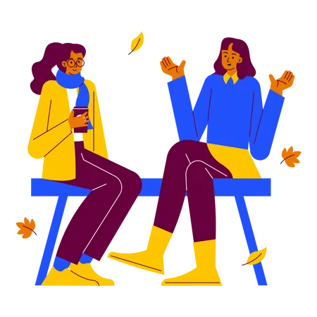 Sitting on park with friends Illustration