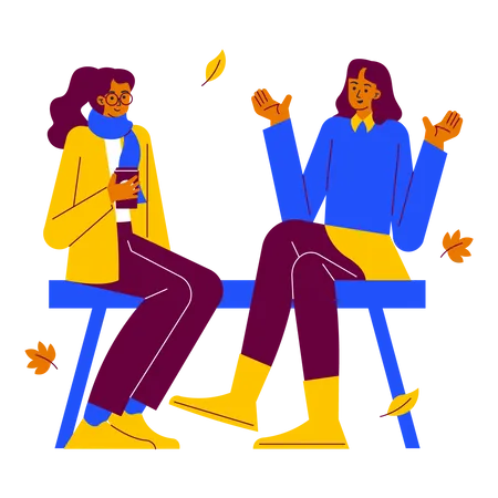 Sitting on park with friends  Illustration