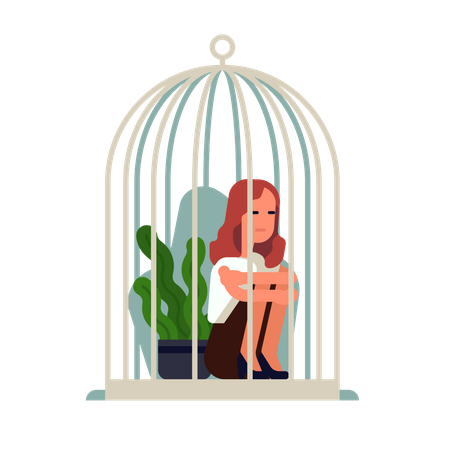 Situação da mulher em confinamento  Ilustração