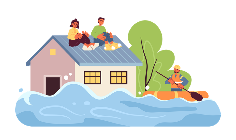 Situação de inundação  Ilustração