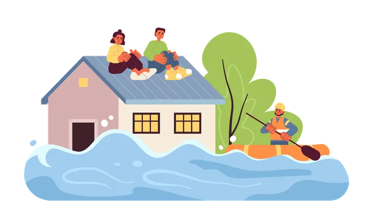 Situação de inundação  Ilustração