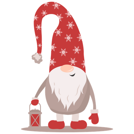 Skandinavische Weihnachtselfen halten Lampe  Illustration