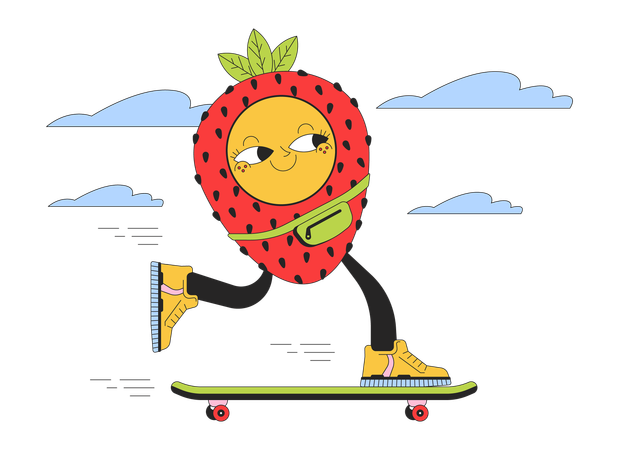 Skate de morango  Ilustração