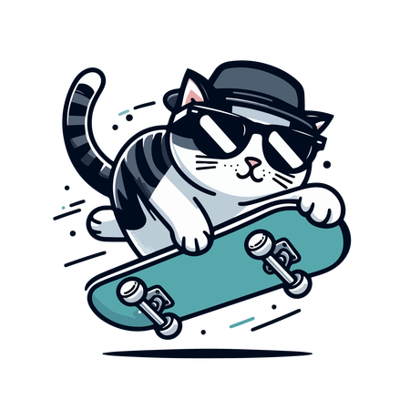 Skate passeio de gato  Ilustração